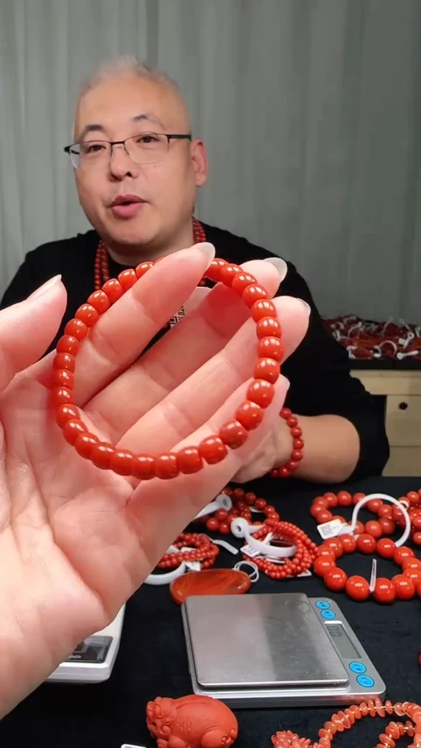 未镶嵌多样性发一件南红玛瑙【高货】柿锦红6mm保山直切单圈