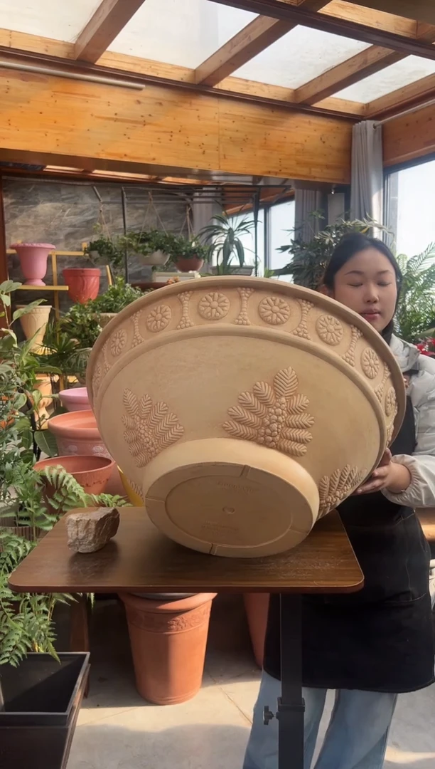 60*25/象牙白超大号碗莲盆外贸尾单/09G60