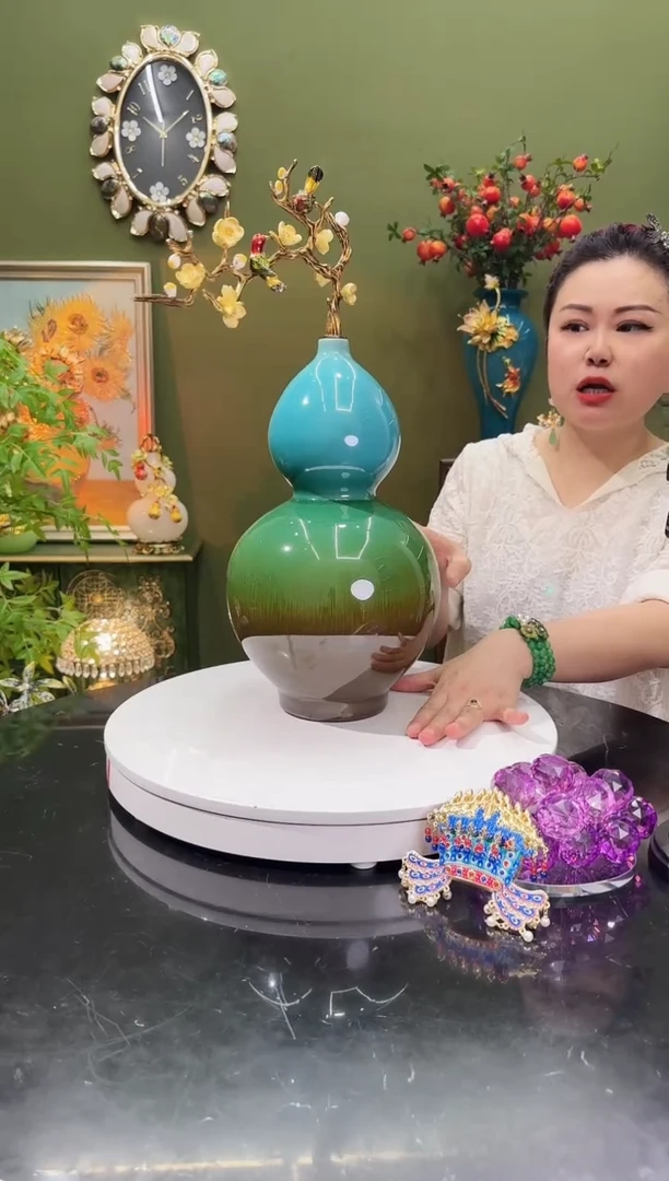 锌合金珐琅彩冰裂纹葫芦高
