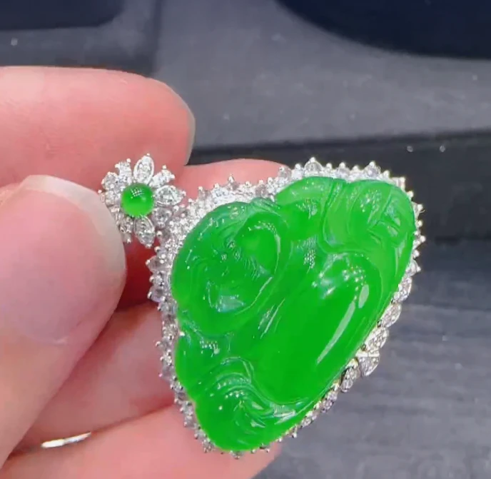 天然翡翠A货18K金镶