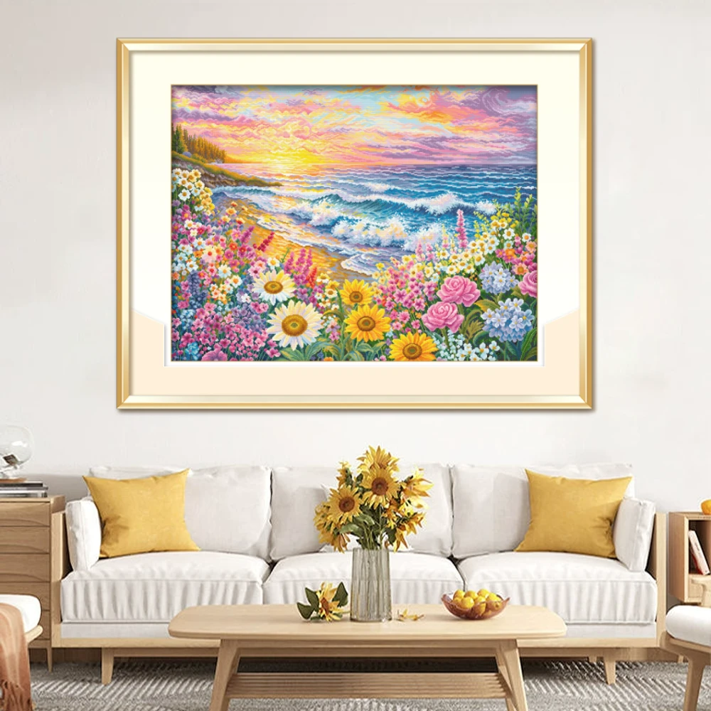 KS十字绣花梦海缘满绣120色无勾边手工绣棉线印花