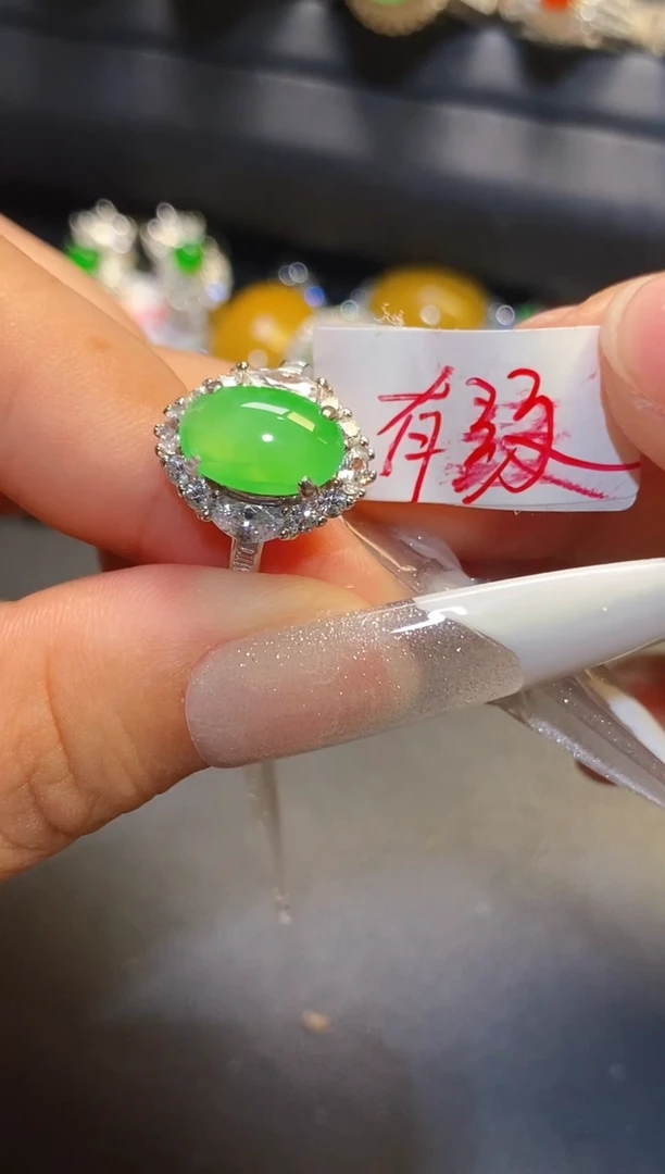 银S925镶嵌翡翠耳饰天然