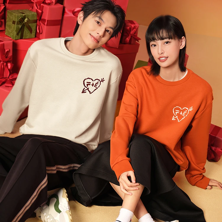 FILA X Études斐乐官方情侣套头卫衣新款红色男女同款圆领上衣