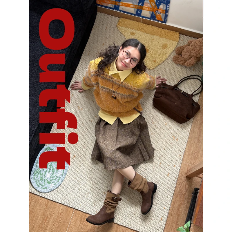 MARIE.COCO秋冬巨好看学院风打底衫衬衫条纹针织衫毛衣半身裙套装