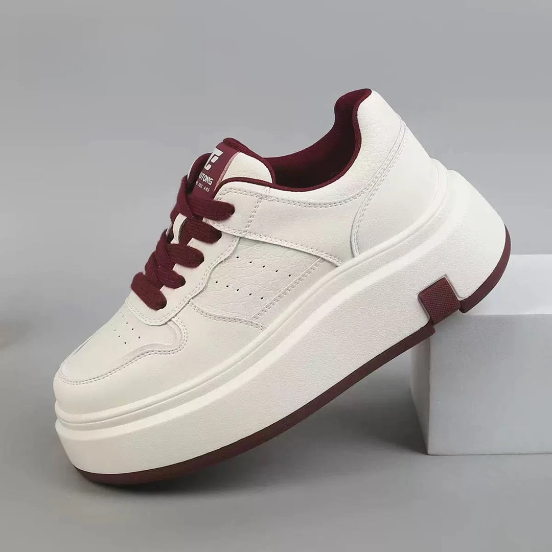 厚底小白鞋女春季2025新款红轻便潮搭女士休闲鞋板鞋 6211