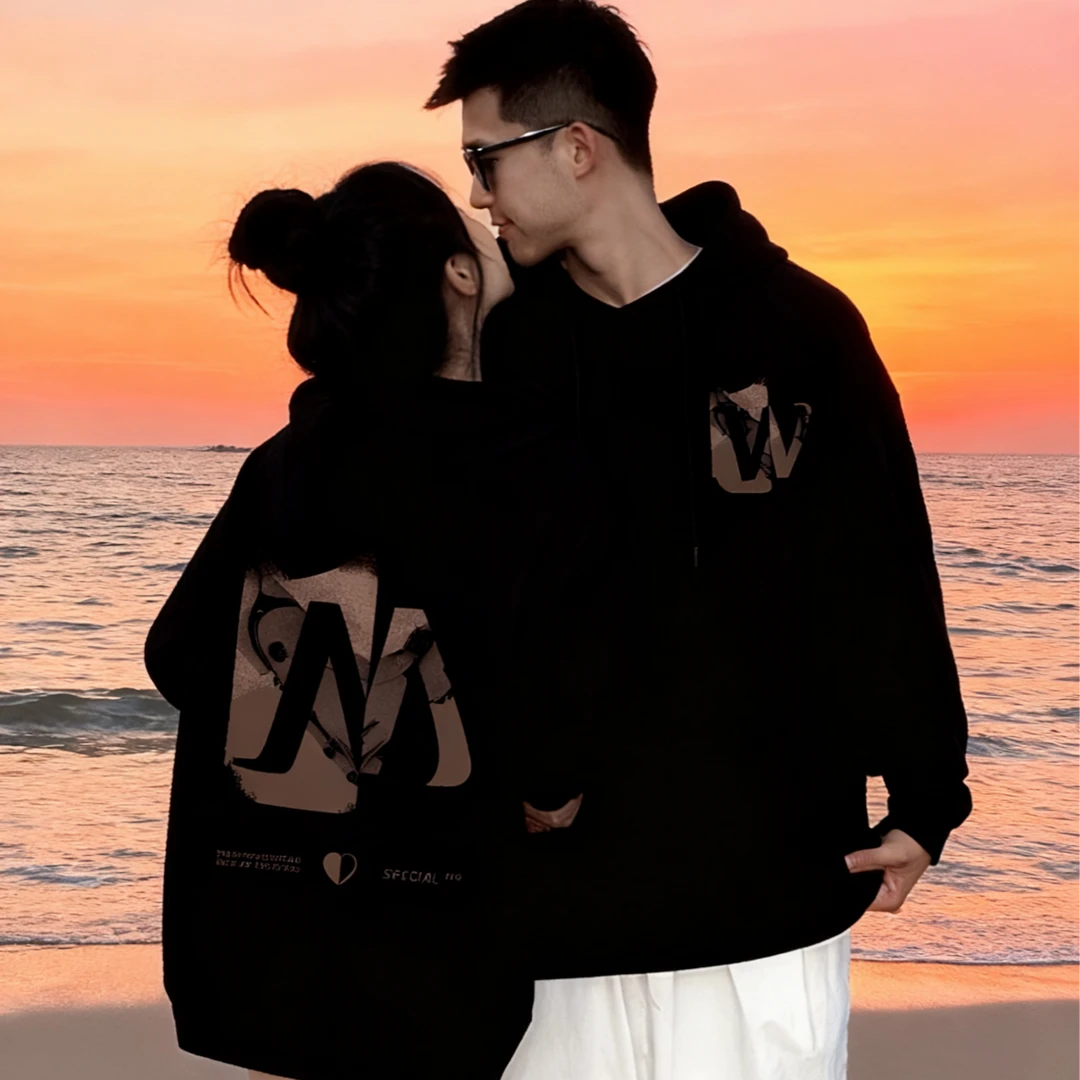 【两件装】超火情侣装卫衣秋冬季2025新款小众高级感加绒连帽外套装