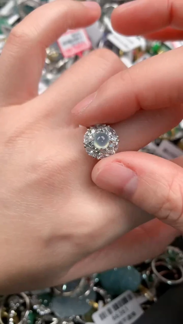 银S925镶嵌戒指翡翠1111---5