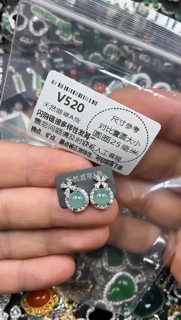 颈饰未镶嵌翡翠V520耳钉