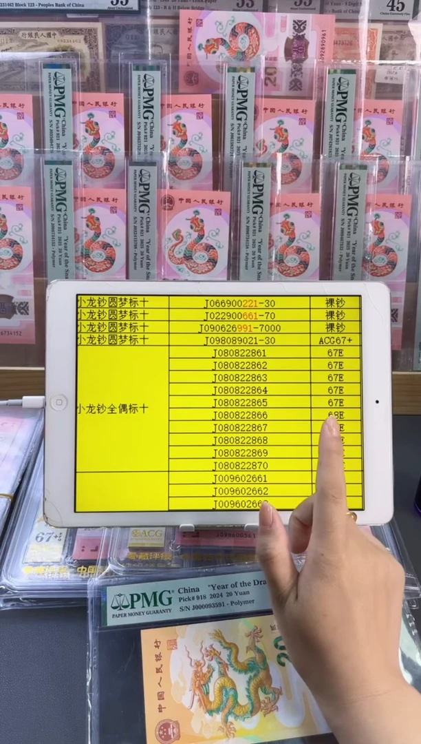 塑料龙钞全偶标十J080822861-70 PMG
