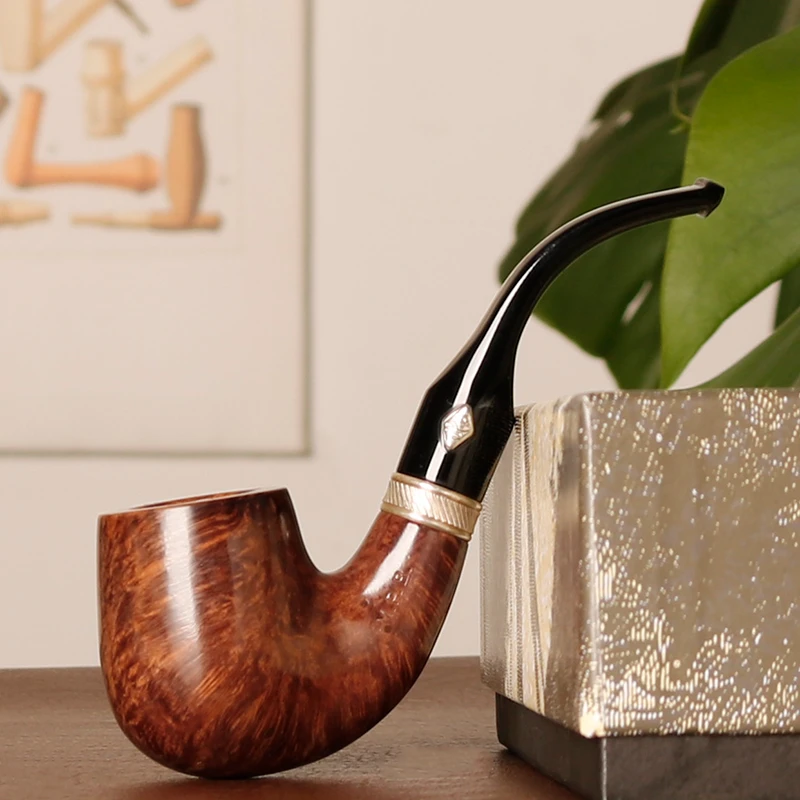 意大利Brebbia芭比 光面大弯 福尔摩斯弯 银圈 3毫米 石楠木烟斗