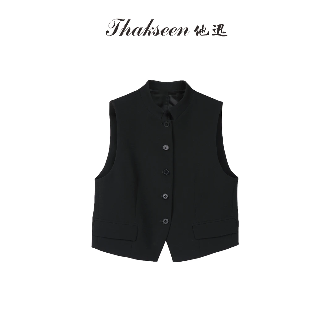 thakseen/他迅设计师新中式经典百搭国风立领马夹524292410101