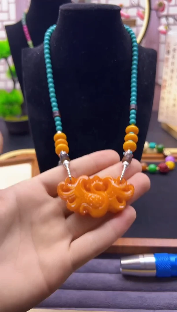 【闪购商品】蜜蜡颈饰银S925镶嵌X333