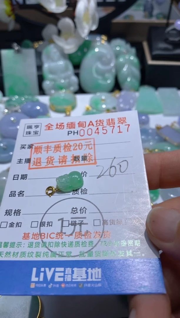 翡翠18K金镶嵌吊坠(不含链)貔貅