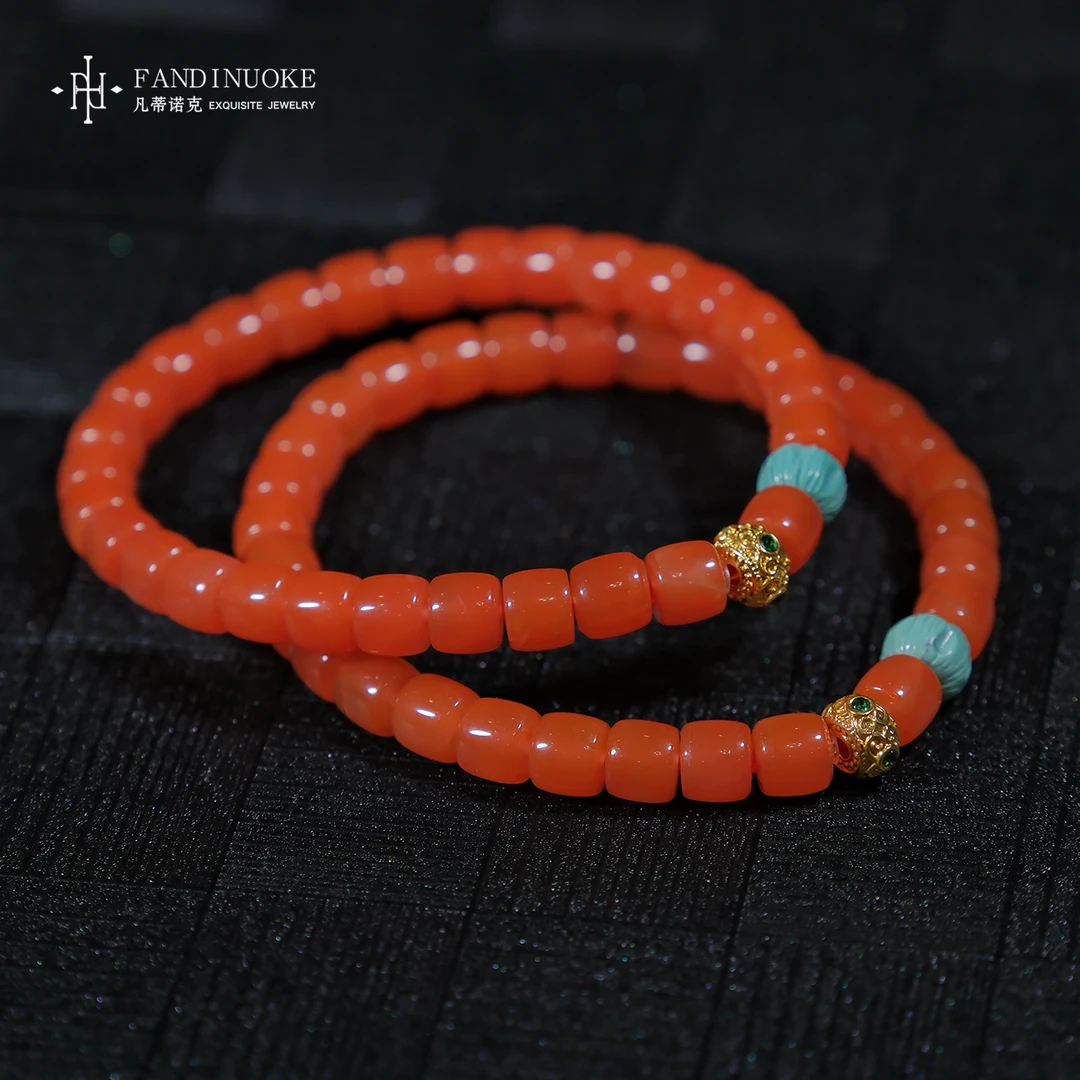 【加加专属】23  MJ88039-18K金南红玛瑙直切手串-多样性发一件-6mm