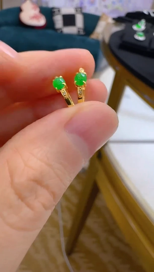 翡翠18K金镶嵌耳饰多样性团购发一件