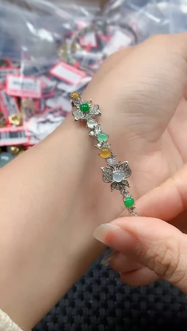 银S925镶嵌戒指翡翠天然A货缅甸翡翠