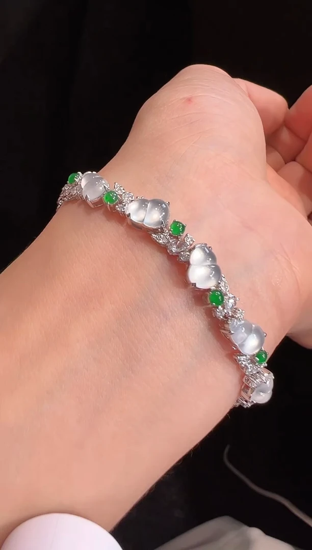 【闪购商品】翡翠手链18K金镶嵌葫芦手链