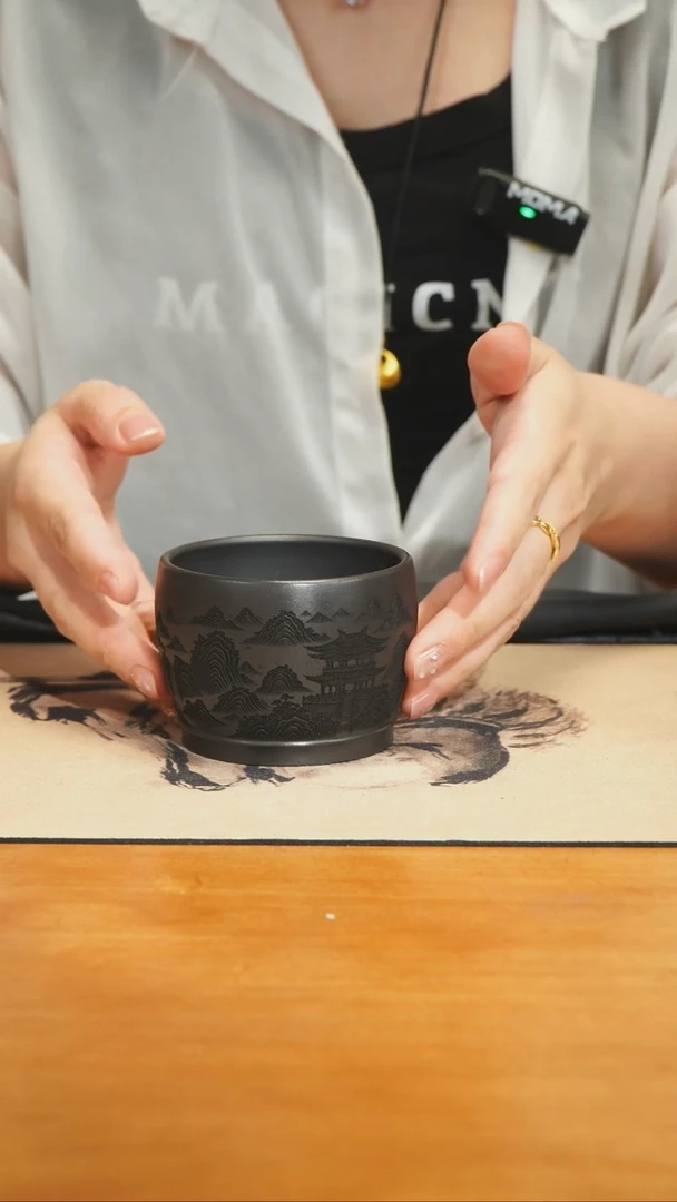 茶壶朱泥主人杯山水杯