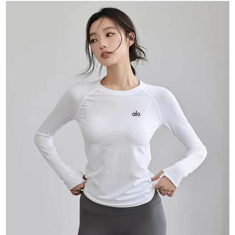 秋冬款速干衣长袖t恤女运动跑步健身透气瑜伽服修身羽毛球训练服