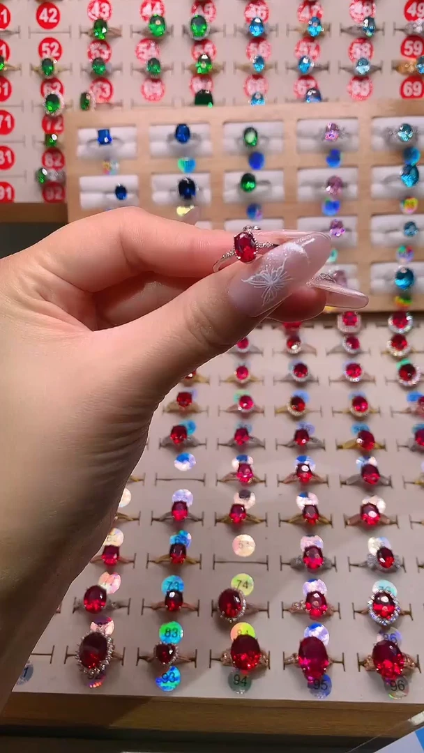 银S925镶嵌戒指红宝石4*6