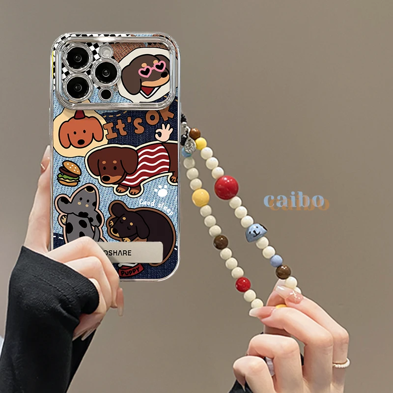 牛仔腊肠狗适用新款iPhone17手机壳16Promax创意小众15电镀大视窗