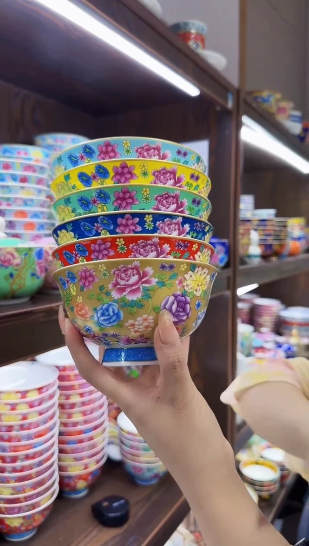 珐琅5英寸饭碗6个景德镇餐具