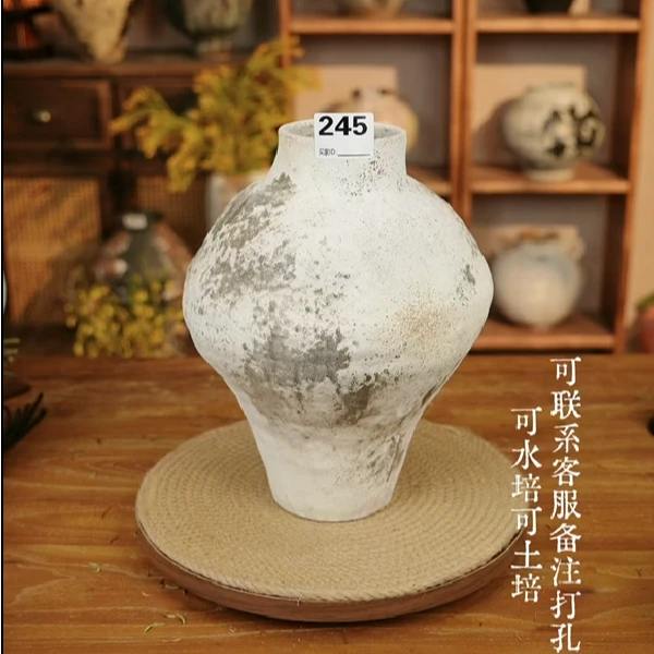 288景德镇手工陶瓷花瓶花器摆件高28cm口径7cm