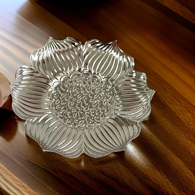 茶道配件杯托银色合金杯垫 福利款