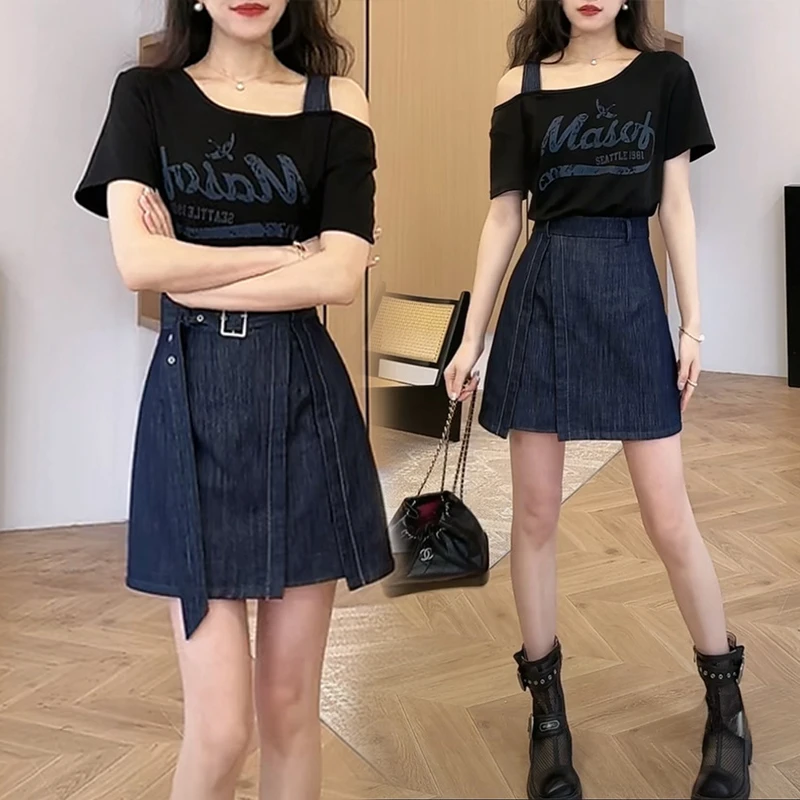 洋气时髦女装潮流气质套装2025夏季新款设计感上衣短裙两件套