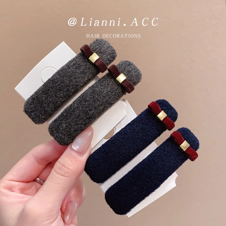 韩系复古高级感毛绒BB夹简约网红掰掰夹时尚前额刘海夹侧边夹发夹