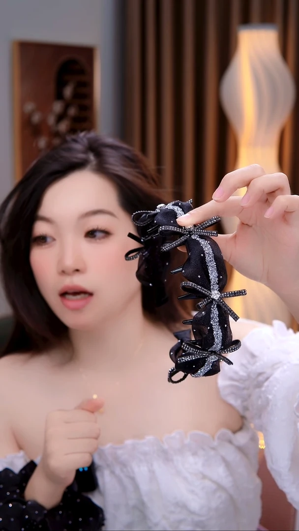 非金属树脂双排钻蝴蝶结发箍