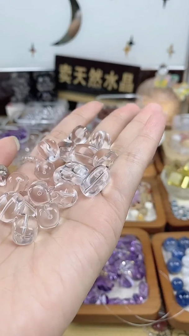 未镶嵌珠宝半成品水晶白水晶糖豆10mm一颗装