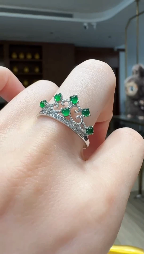 银S925镶嵌戒指翡翠戒指