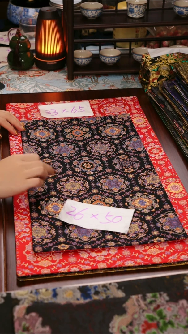 【天青宝相花紫红双面】中国风干泡织锦茶席33*65