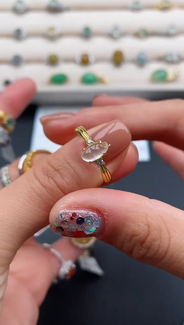 银S925镶嵌戒指翡翠4444444+7