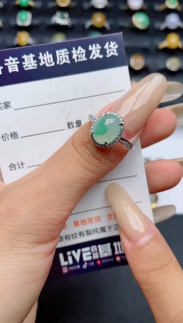 翡翠戒指银S925镶嵌.