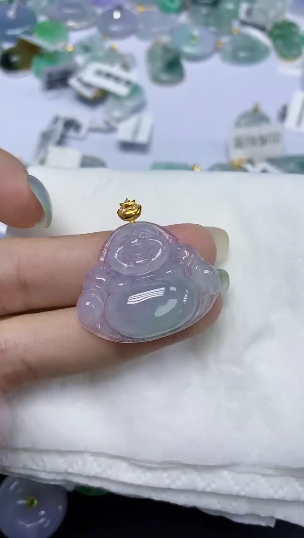 翡翠18K金镶嵌颈饰天然缅甸翡翠A货