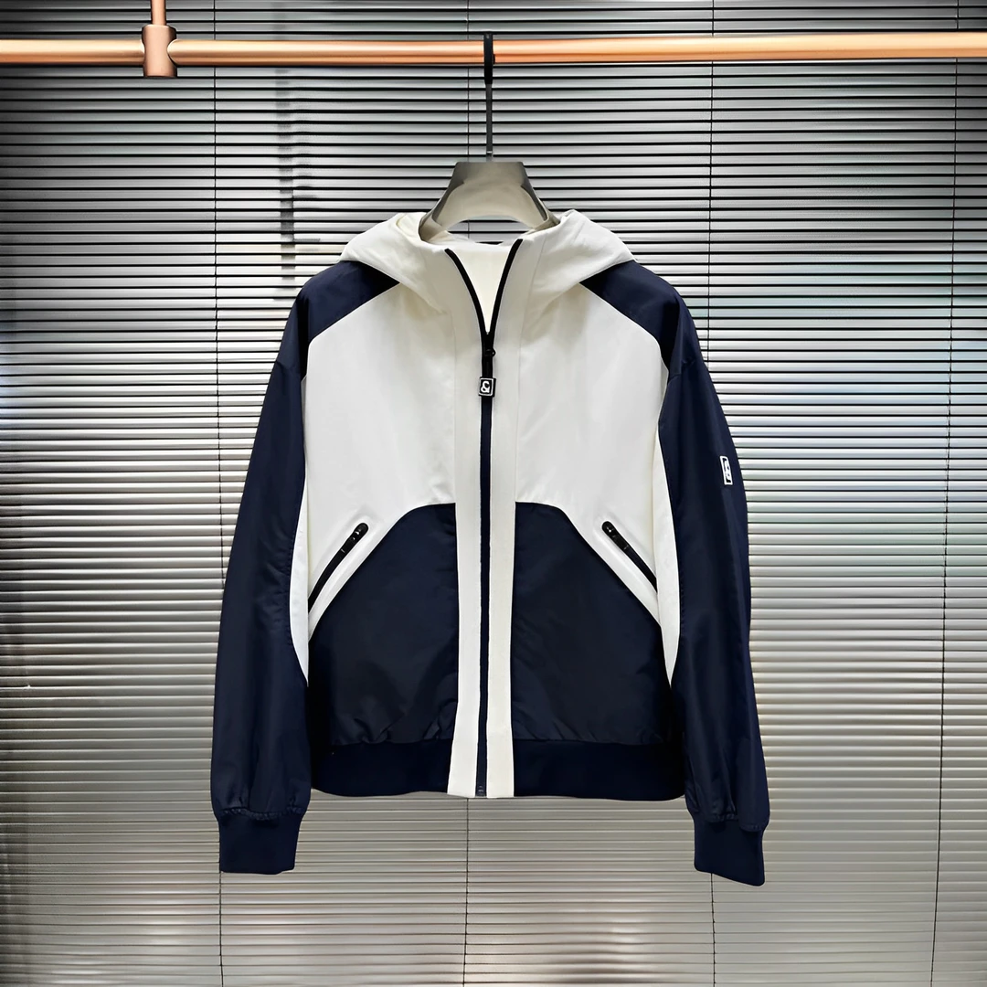 连帽夹克男士2025秋季新款个性拼接撞色时尚百搭外套运动冲锋上衣