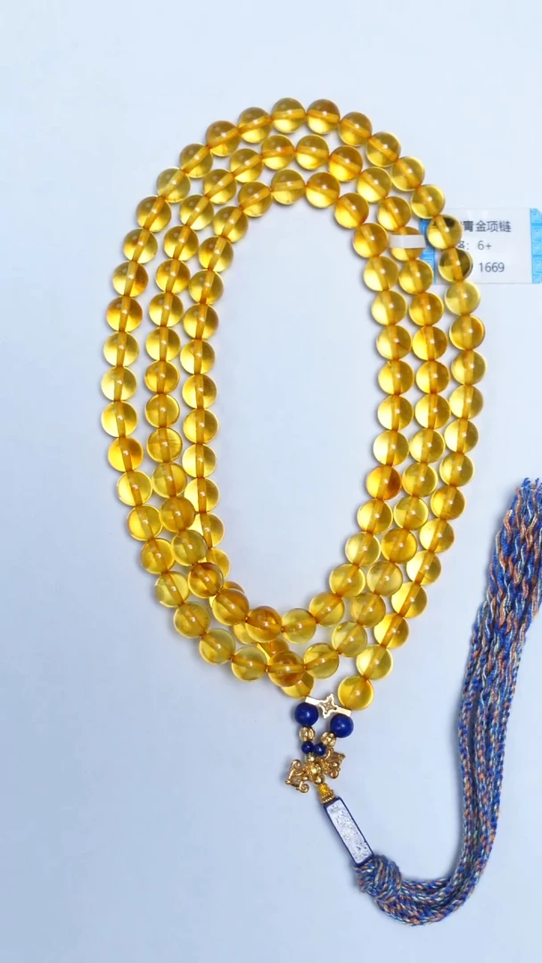 琥珀颈饰未镶嵌金珀圆珠项链6mm