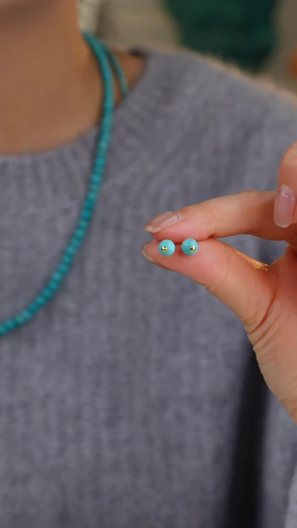 【闪购商品】绿松石耳饰18K金镶嵌多样性发货