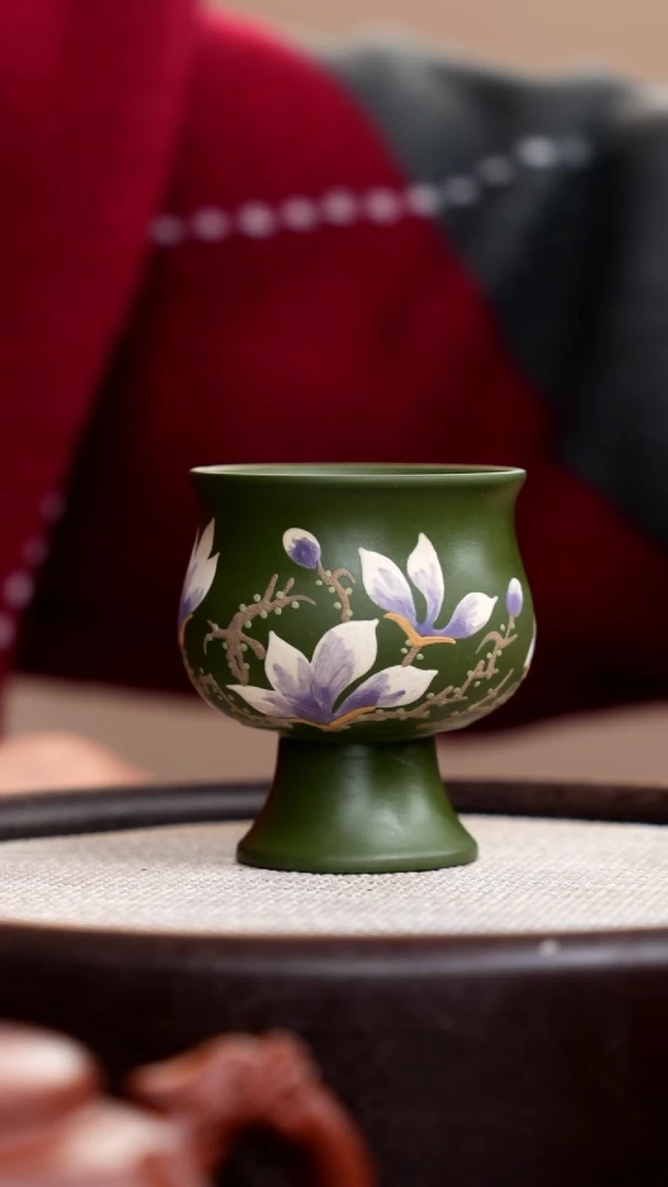 【闪购商品】紫砂茶壶民国绿玉兰高脚杯