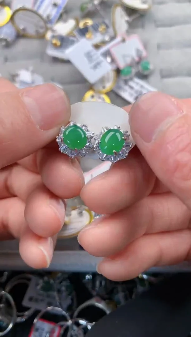 银S925镶嵌戒指翡翠888   1