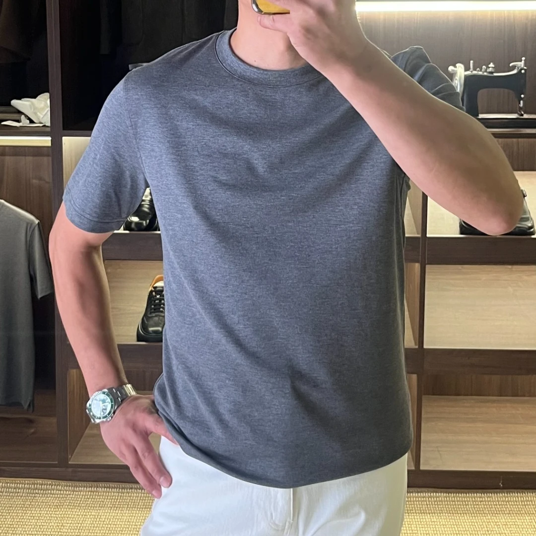 【极品舒适】L*P 超细旦莫代尔棉 花纱高定亲肤净版圆领短T 男士