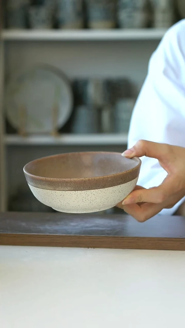 微瑕手作沙釉早餐碗13.5cm@7-7@