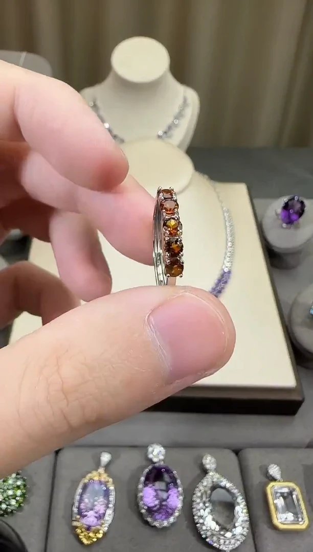 银S925镶嵌戒指黄晶3mm戒指简约款