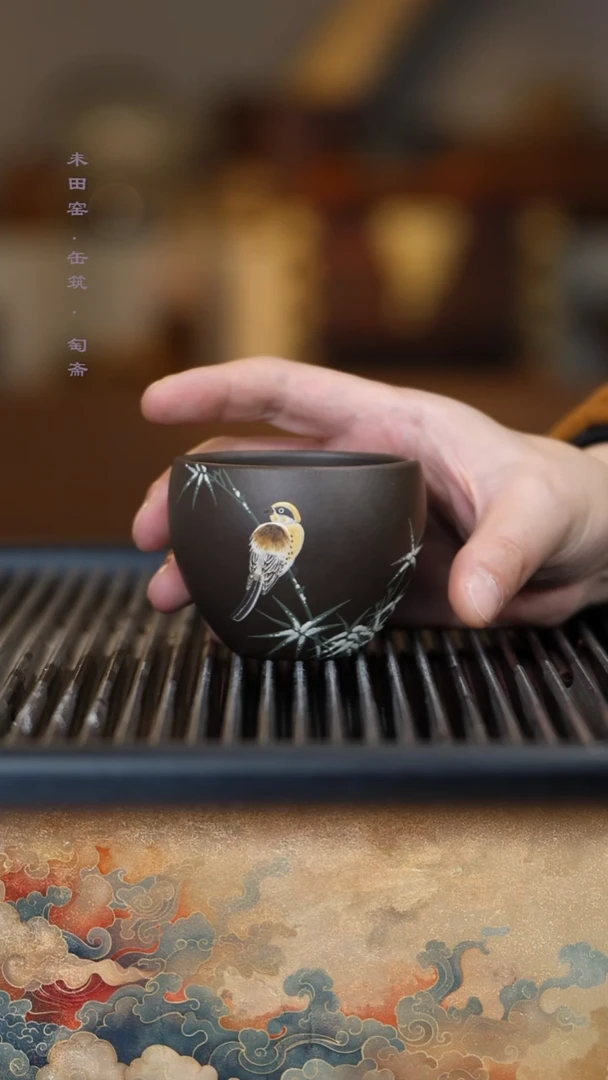 匋斋岩如.雪竹山雀/厂黑