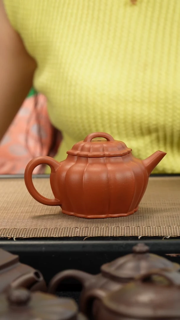 茶壶紫砂生砂朱泥筋纹培风150