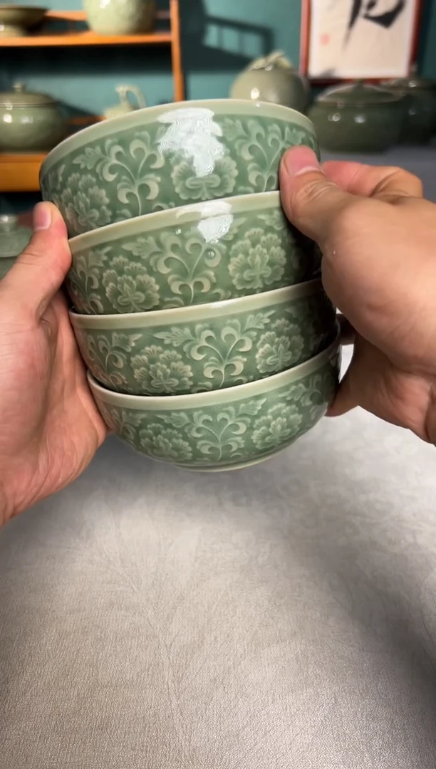 其他耀州窑牡丹钵式碗4只