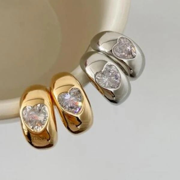 铜合金耳饰 欧美时尚高级感单颗锆石耳环