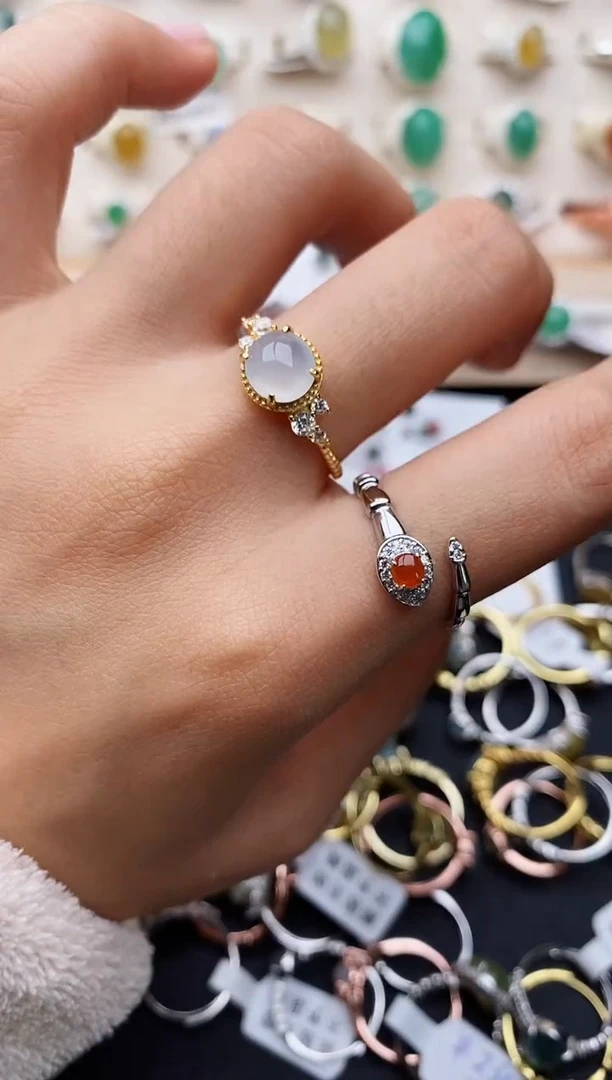 【闪购商品】翡翠戒指银S925镶嵌缅甸翡翠